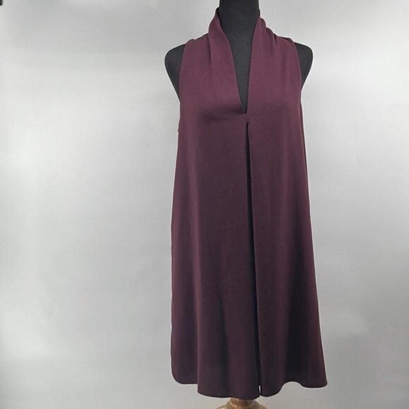 𝅺aritzia Wilfred burgundy mini dress minimalist event holiday  sz xs - Picture 2 of 9
